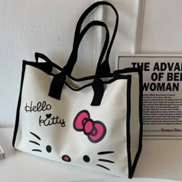 Handbags - Hello Kitty Tote bag, Canvas with black trim NWT